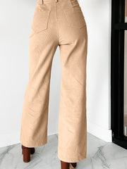 Pantaloni a gamba dritta in velluto costeno grigio fumo con pannello laterale - Miniatuur