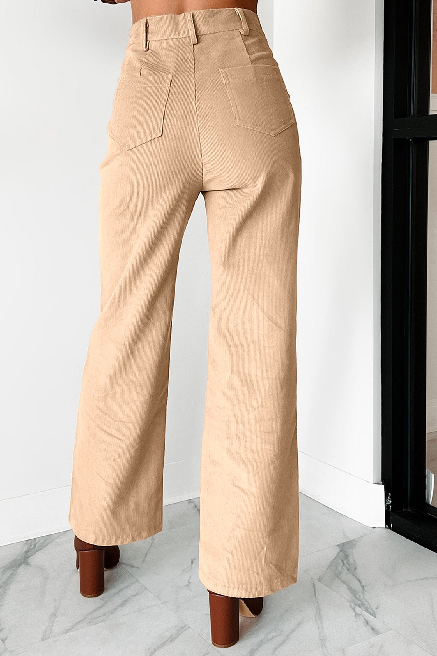 Pantaloni a gamba dritta in velluto costeno grigio fumo con pannello laterale