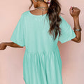 Abito Babydoll Babydoll rosa chiaro, colore unico, tasca e bordo crudo, - Foto 5