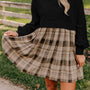 Black Plaid Patchwork High Waist Comfortable Sweater Mini Dress