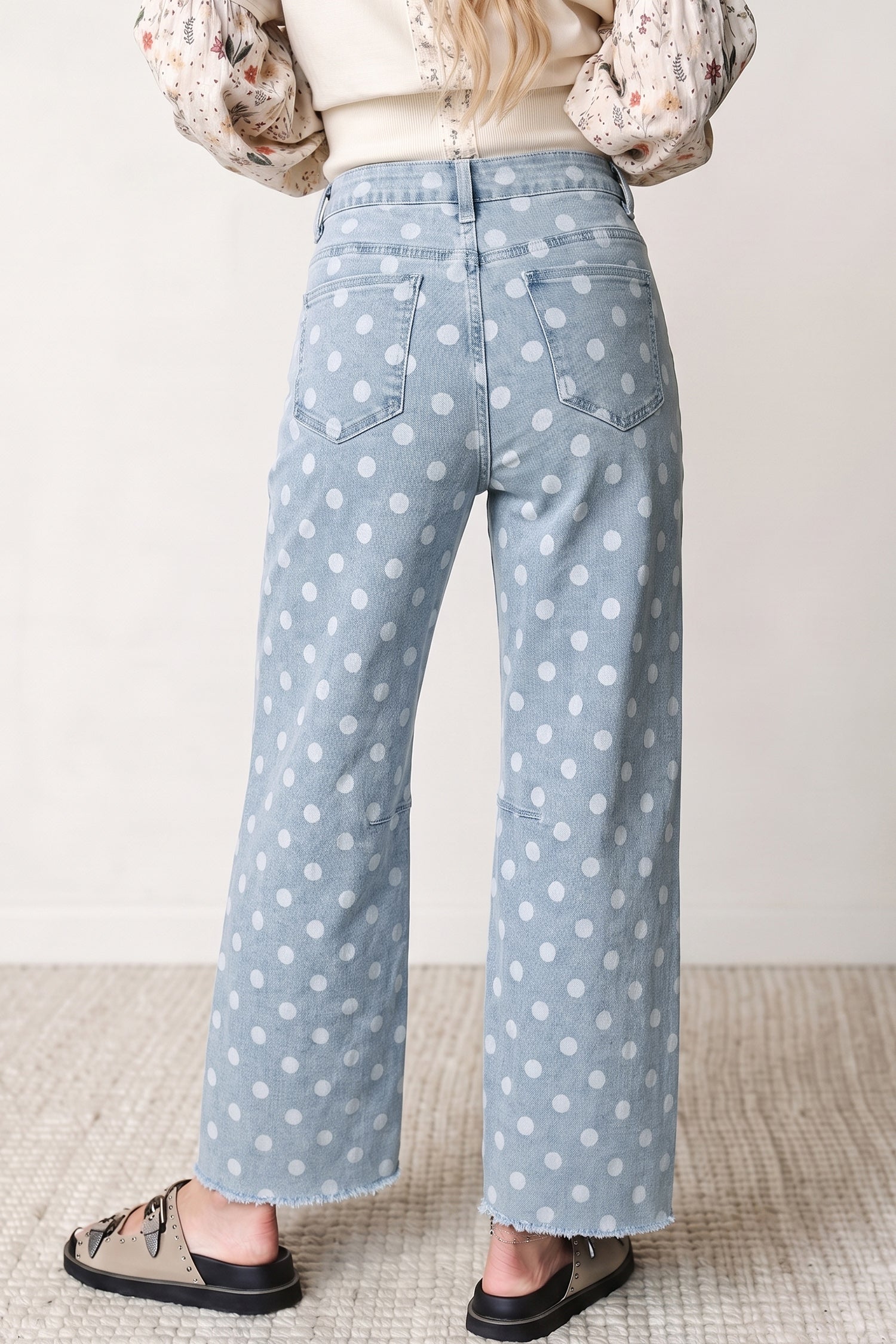 Rosa Polka Dot Casual Slim Fit Jeans