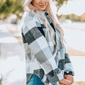 Gray Plaid Color Block Buttoned Long Sleeve Jacket with Pocket - Foto 3