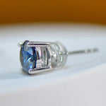 2 Carat Moissanite Four-Prong Platinum-Plated Earrings | Redblad 18K Solid Gold & Certified Diamond Earrings