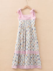 Maxikleid mit mehrfarbigem Blumenmuster und gestreiftem Knotenträger - Miniatuur