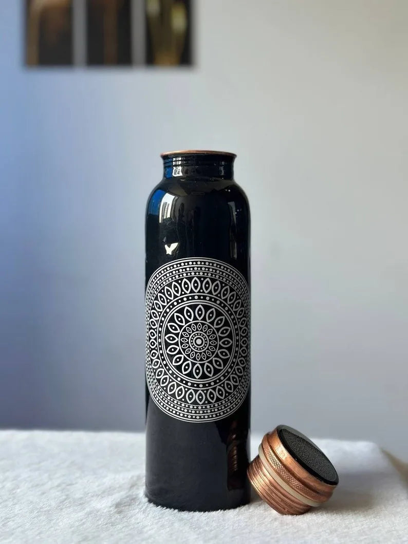 Koperen drinkfles 950 ml blauw patroon, foto 4