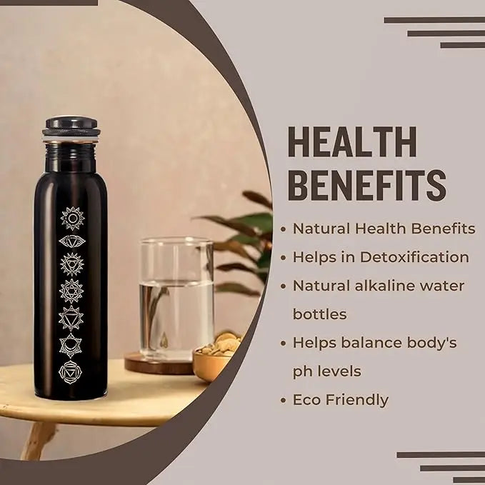 Premium Look Luxury Printed Copper Water Bottle with Lid Thermal Insulation Handmade for Health-Conscious Users
