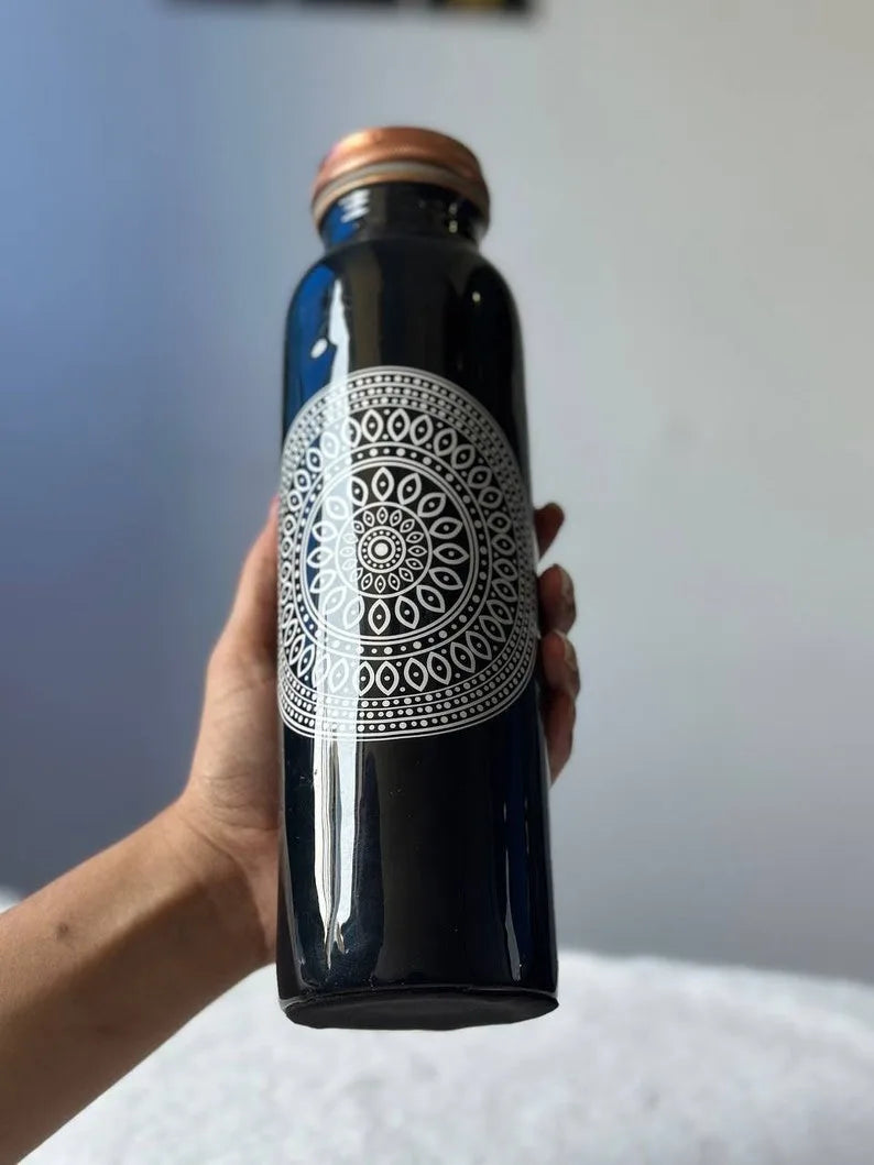 Koperen drinkfles 950 ml blauw patroon, foto 5