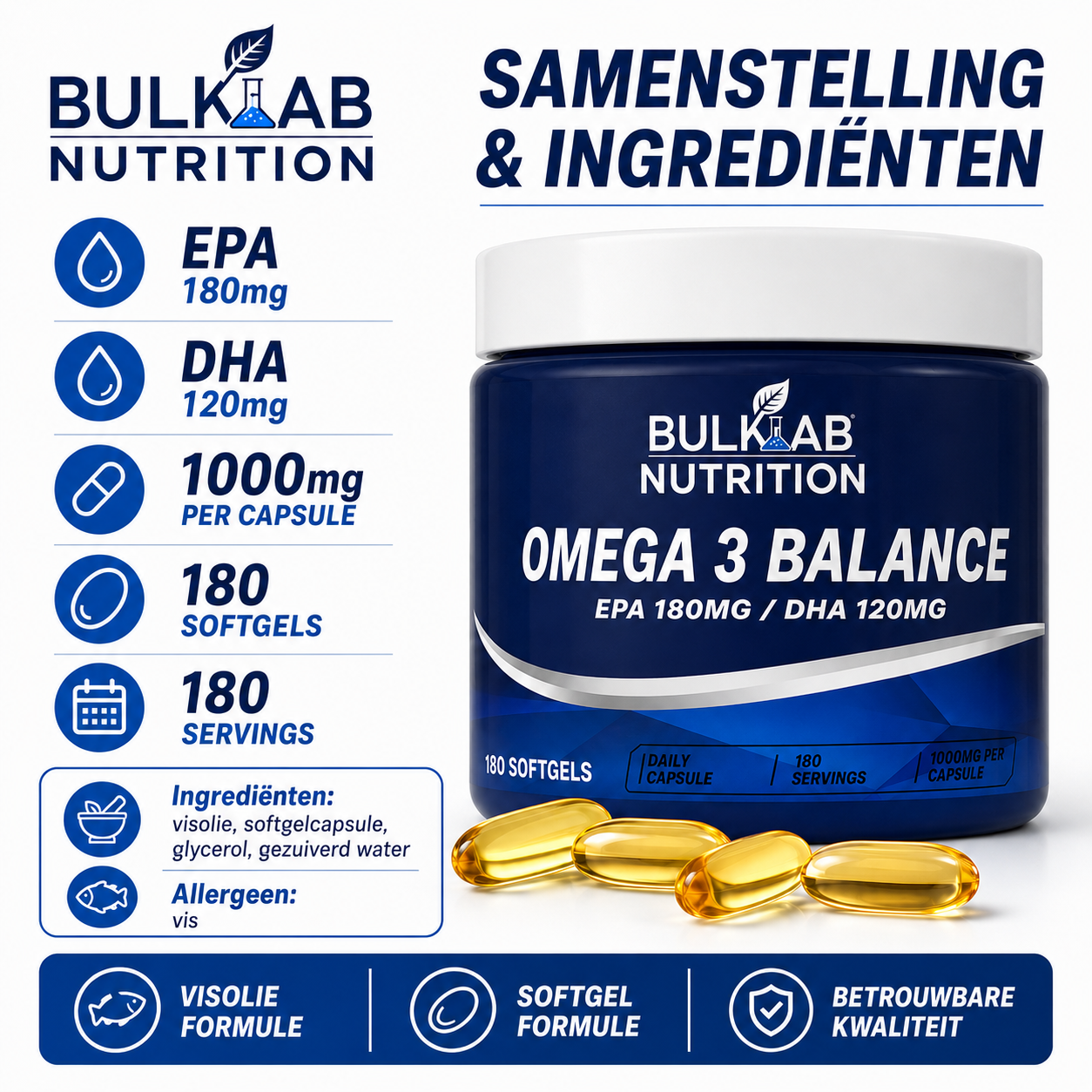 Omega 3 Balance EPA 180mg / DHA 120mg – BulkLab Nutrition