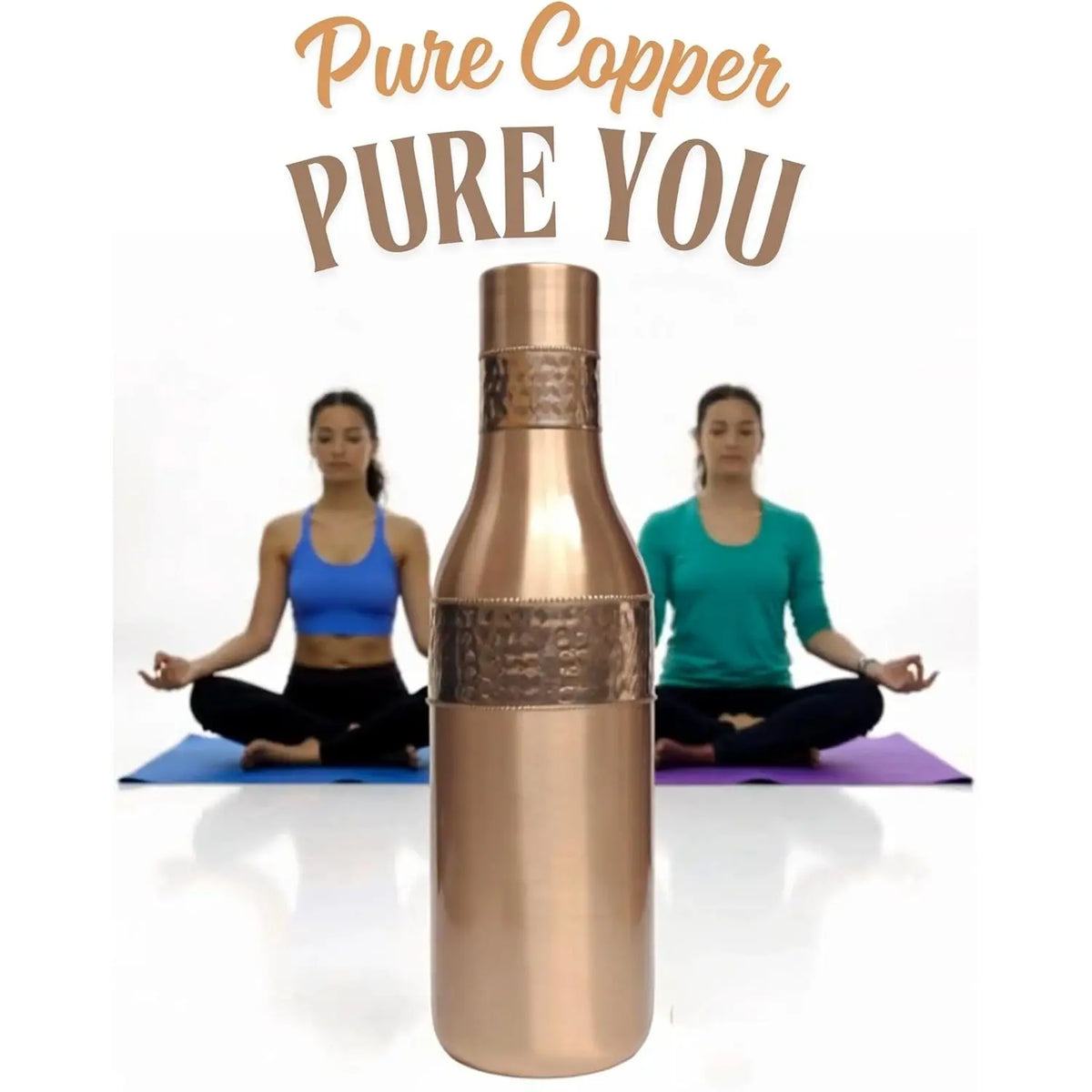 LEATHERVINES 100% Zuiver Koperen Waterfles Handgemaakt 2 Liter Ayurvedisch Koperen Vat Lekvrij Gehamerd Fles voor Sportschool Kantoor
