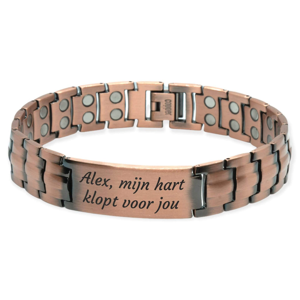 Magnetiva® koperen magneetarmband 42 – Personaliseer met jouw eigen gravure &ndash; 100% Zuiver Ayurvedisch Koper (950ml) | RedBlad