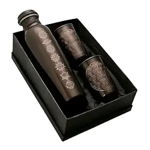 Premium Look Luxury Printed Copper Water Bottle with Lid Thermal Insulation Handmade for Health-Conscious Users