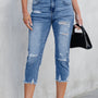 Jeans Capri Skinny Skinny Usé Bleu Ciel