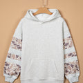 Hellgrauer Patchwork-Tarn-Hoodie mit langen Ärmeln - Foto 5