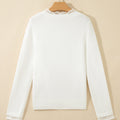 White Lace Trim Neck Cuff Patchwork Long Sleeve Pullover Sweater - Foto 6