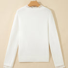 Maglione a maniche lunghe con scollo con bordo bianco in pizzo, mancino patchwork - Thumbnail