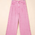 Détail latéral perlé rose Jeans amples fendus - Foto 5