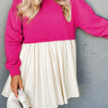 Rosarote Pullover-Poplin-Minikleid - Foto 1
