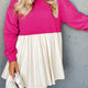 Rosarote Pullover-Poplin-Minikleid