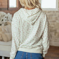 Weißer Pullover mit floralem Muster und Rippenkordel und Saum, langärmliger Hoodie - Foto 2