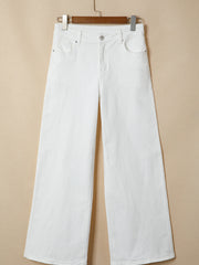 Weiße, einfarbige lockere Casual-Jeans - Miniatuur
