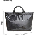 Black white Checkered Glossy PU Leather Tote Bag - Damesmode Afbeelding 3 - Foto 3