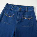 Sail Blue Hardware Decor Gepatchte Taschen Weit beinte Jeanshosen - Foto 6