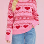 Heart Pattern Dropped Shoulder Sweater
