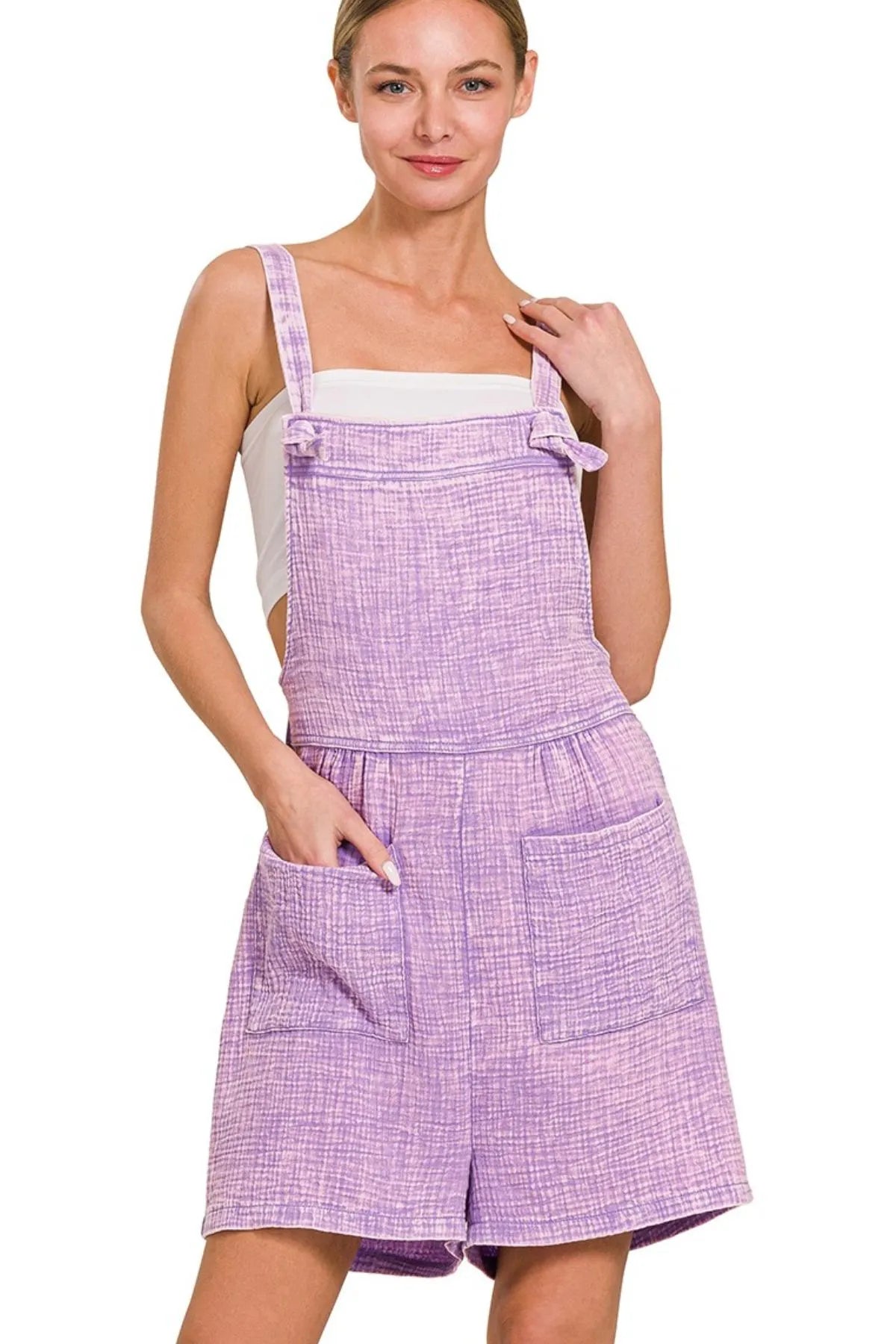 Zenana Woven Double Gauze Acid Washed Romper - Luxe Damesmode & Kleding Collectie | Redblad Nederland