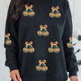 Zwart Halloween Pailletten Pumpkin Graphic Relaxed Pullover Comfortabele Trui