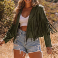 Veste verte à franges courtes en pseudo daim - Foto 1