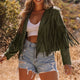 Veste verte à franges courtes en pseudo daim