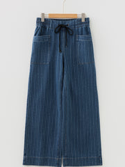 Jeans larghi a strisce blu con fasce a contrasto - Immagine moda femminile 7 - Miniatuur
