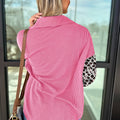 Dark Khaki Leopard Patched Twisted Ribbed Western Casual Shacket - Foto 5