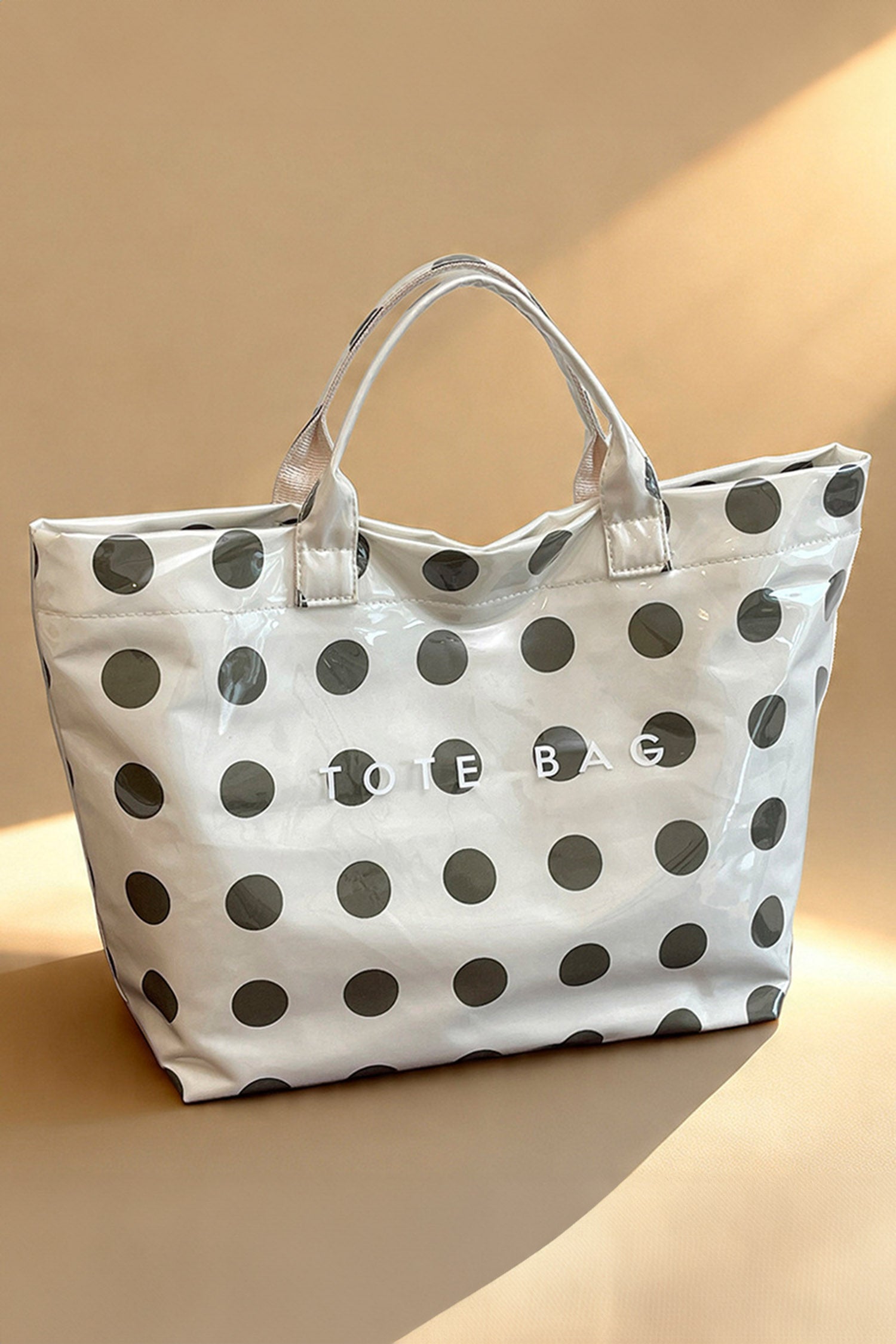 Farbe Schwarz Polka Dot Langlebige wasserdichte PVC-Tragetasche