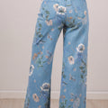 Himmelblo retro Blummenmuster mat ausgefranstem Saum Shift-Jeans - Foto 2