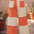 Colorblock a cucitura cruda rosso fuoco Pantaloni casual lunghi gamba larga lunghezza caviglia - Foto 5