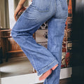 Beau Blue Tailored Center Seam Detail Straight Loose High Rise Jeans - Damesmode Afbeelding 2 - Foto 2