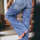 Beau Blue Tailored Center Seam Detail Straight Loose High Rise Jeans - Damesmode Afbeelding 2 - Thumbnail