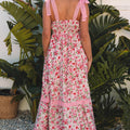 Rosa Blummen-Laced Strap Empire Waist Maxi Kleed - Foto 2