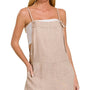 Zenana Washed Linen Knot Strap Rompers