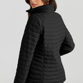 Black Solid Color Quilted Zip-up Puffer Jacket - Damesmode Afbeelding 2 - Foto 2