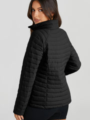 Chaqueta acolchada negra acolchada con cremallera - Damesmode Afbeelding 2 - Miniatuur
