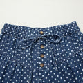 Himmelblaue Polka-Punkte-Knopf-Falten-Detail-Jeans mit weiten Beinen - Foto 5
