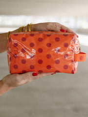 Light Pink Durable PVC Polka Dot Makeup Bag - Miniatuur