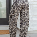 Graue Zebrastreifen-bedruckte breite Barrel-Jeans - Foto 3
