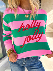 Sweat-shirt à pull brodé à rayures vertes à rayures huux jolly - Miniatuur