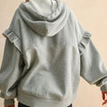 Grauer Contrast Seil-Kordelzug-Rüschen-Trim Herunterhängen-Baggy-Hoodie - Foto 2