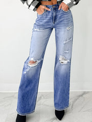 Myosotis Mid Dressed Disstressed Sneak Peek Jeans a gamba dritta - Miniatuur