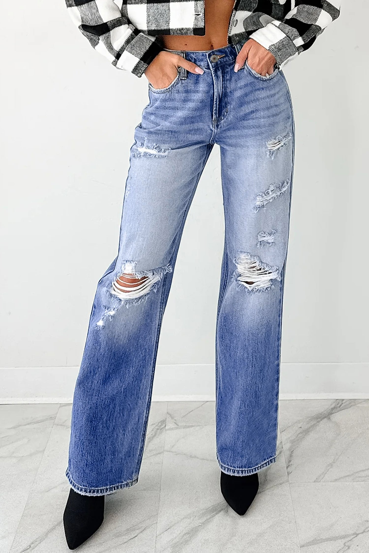 Myosotis Mid Rise Belastete Vorschau auf Jeans mit geraden Beinen