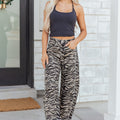 Graue Zebrastreifen-bedruckte breite Barrel-Jeans - Foto 6